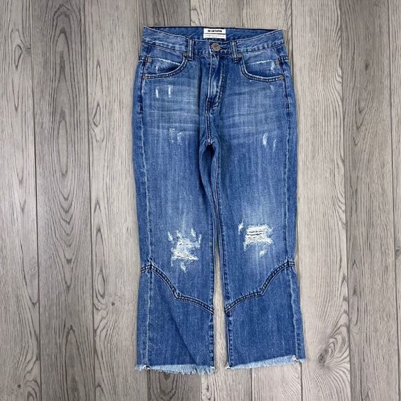 One By One Teaspoon Women Size 24 Denim High Rise Cropped Kick Flare Cotton Jean - Picture 8 of 14